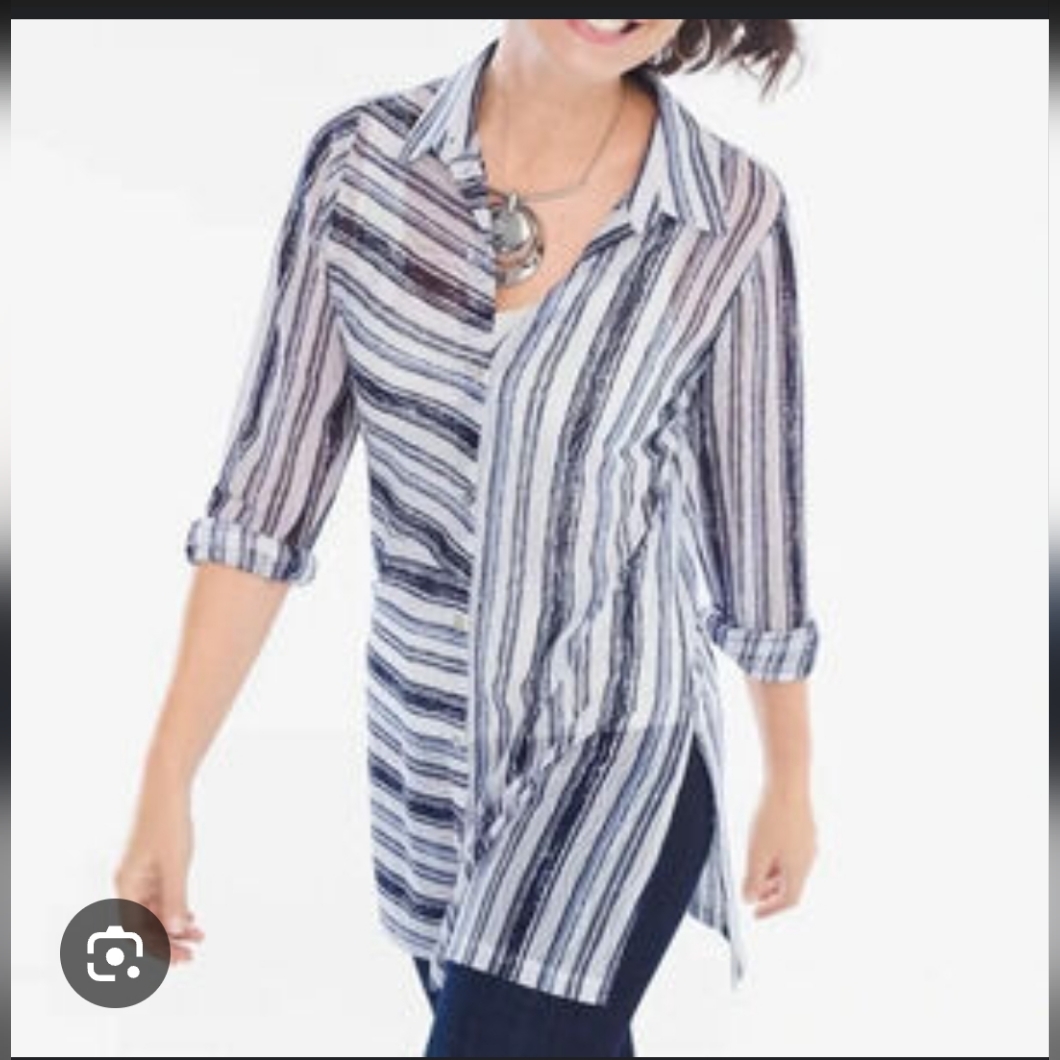 Striped Blue And White Women's Tunic